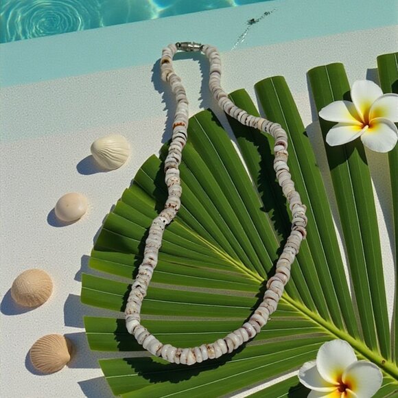Vintage Puka Tiger Shell surfer Necklace 22 Grams 17" Long - Picture 16 of 17